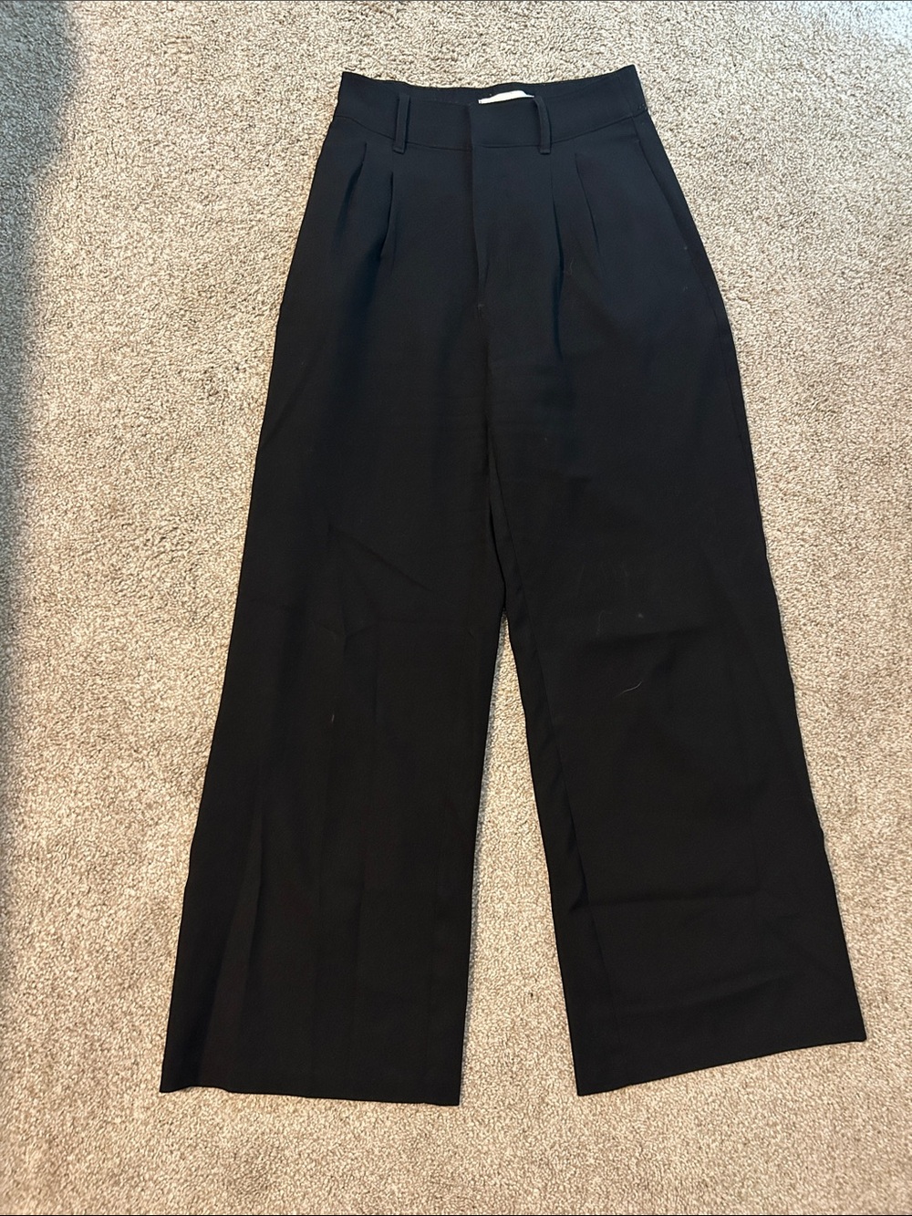 Abercrombie & Fitch Black Wide-Leg Pleated Trousers